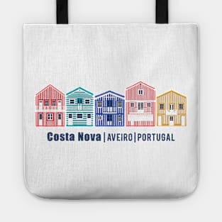 Colourful Portuguese houses // illo // yellow red blue and teal Costa Nova inspired houses Tote