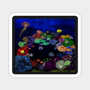 Colorful Coral & Fish Reef Art Magnet