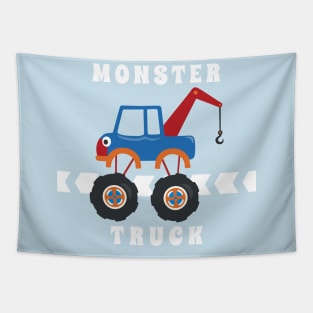 Vector illustration of monster truck with cartoon style Tapestry