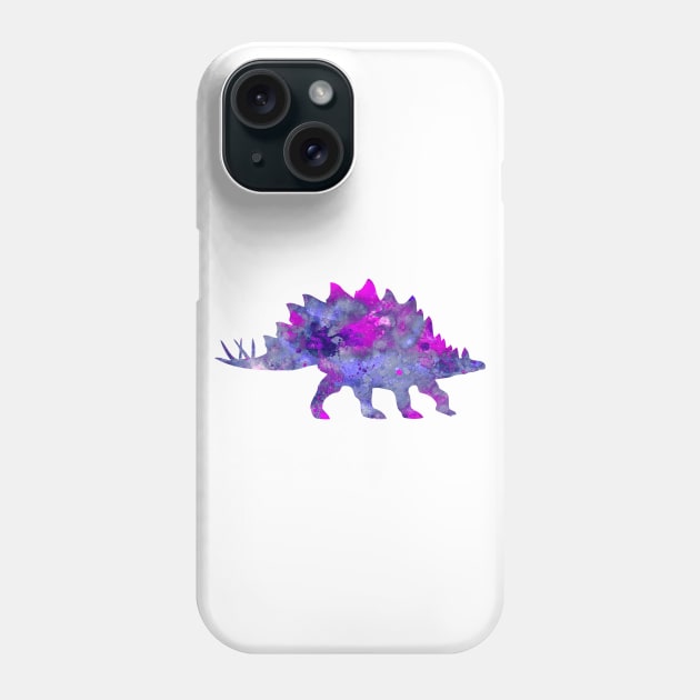 Purple Stegosaurus Watercolor Painting Phone Case by Miao Miao Design