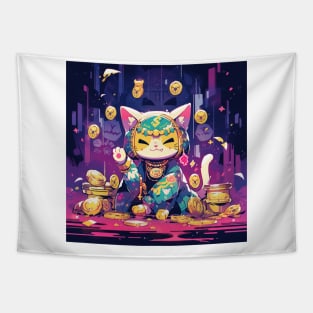 Coin Lucky Fairy Cat Tapestry