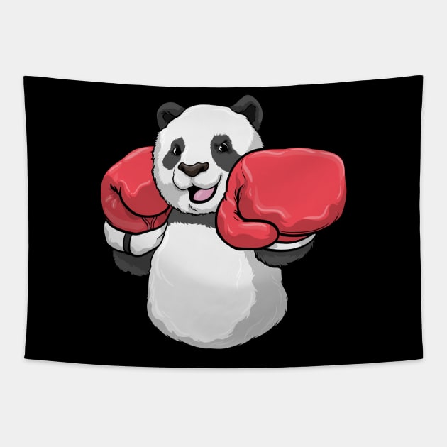 Panda at Boxing with Boxing gloves Tapestry by Markus Schnabel