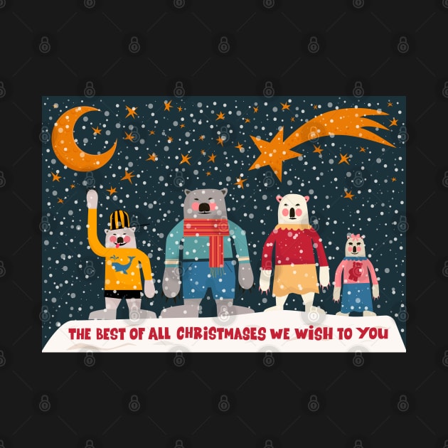 Merry Christmas Postcards - cute Christmas gift -  Polar bear family by Boogosh