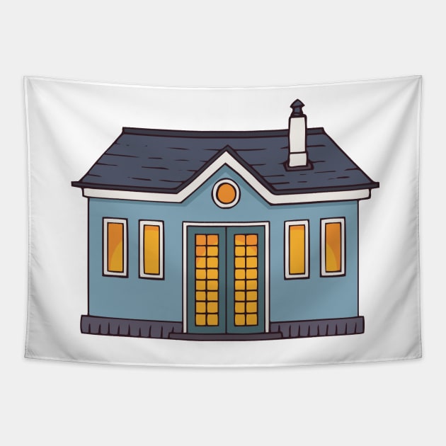 Blue House Tapestry by deepfuze