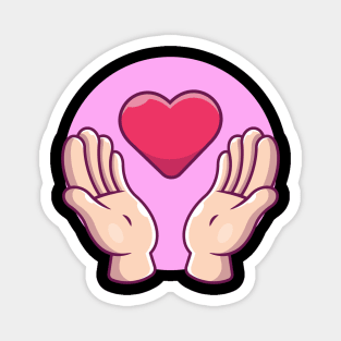 Hands catching love cartoon Magnet