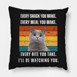 Every snack you make. British shorthair retro design Pillow