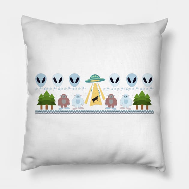 Ufo yeti cow abduction alien - sci fi Pillow by LukjanovArt