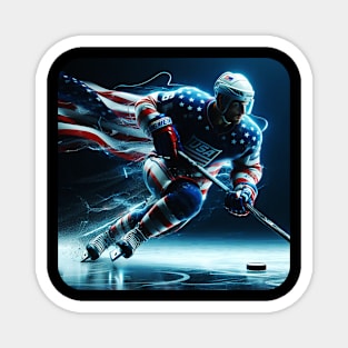 American Man Ice Hockey Player #2 Magnet