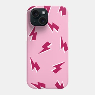 Burgundy and White Lightning Bolts Pattern on Pink Phone Case