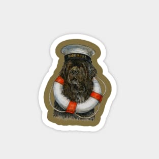 Newfoundland Dog with Life Ring and Sailor Cap Magnet