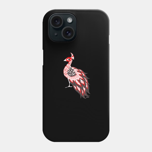 red crimson royal peacock in crown art ecopop Phone Case by jorge_lebeau