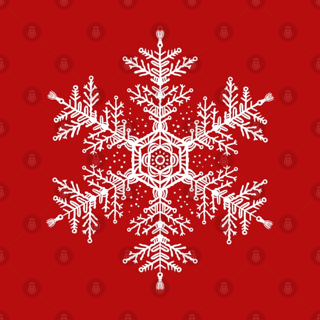 Christmas white snowflake illustration. Hand-drawn macrame snowflakes trendy illustration. by ChrisiMM