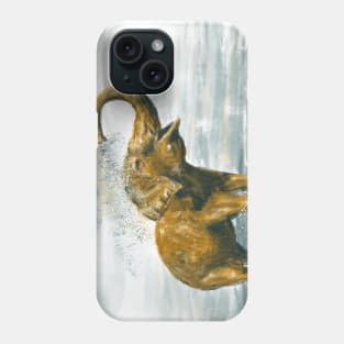 Loose Painting of a Baby Elephant Taking a Shower Phone Case