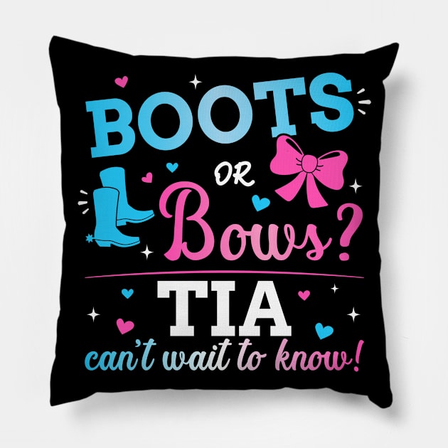 Gender reveal boots or bows tia matching baby party Pillow by Designzz