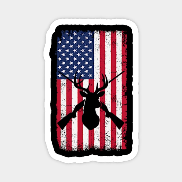 American Flag Deer Hunting Magnet by David Brown