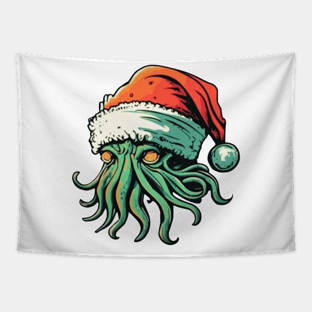 A Portrait of Christmas Cthulhu Tapestry by InfinityTone