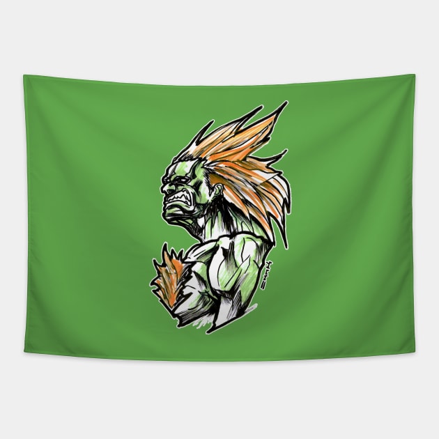 Blanka Street Fighter Tapestry by sketchnkustom