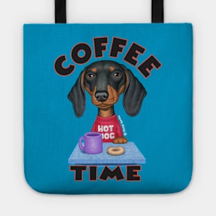 cute coffee awesome Doxie Black Dachshund Coffee Drinker Tote