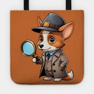 Cute Detective Dog with Magnifying Glass Tote