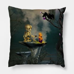 Little skeleton in the dark night Pillow