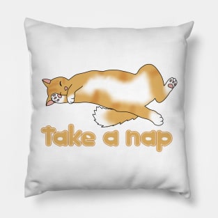 Take a nap (fluffy ginger cat) Pillow