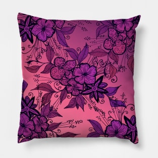 Pink and Purple Flowers Pattern Pillow