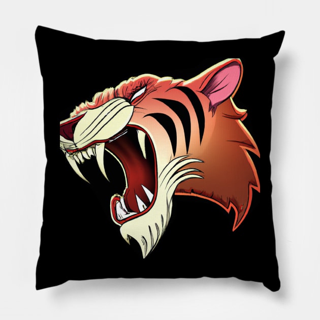 Saber-Toothed Tiger Pillow by Imutobi