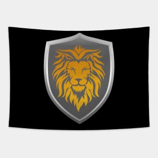 Gold Lion on Shield Tapestry