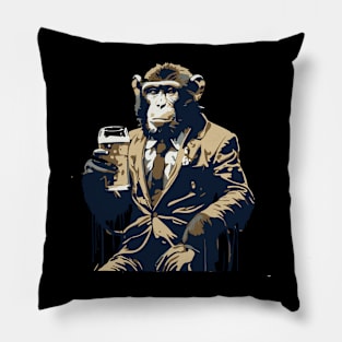 monkey drinks beer Pillow