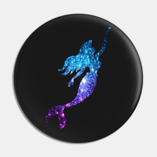 Teal and Purple Ombre Faux Glitter Mermaid Silhouette Pin