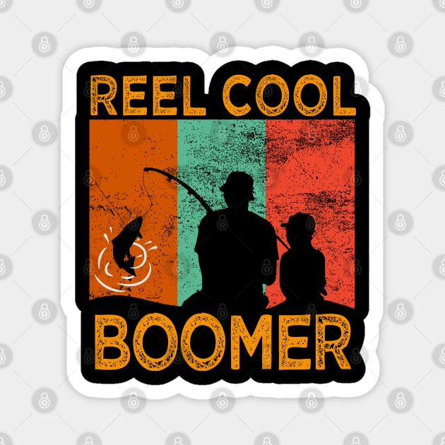 Reel Cool Boomer Fishing Daddy Vintage Grandpa Fathers Day Magnet by TeeaxArt