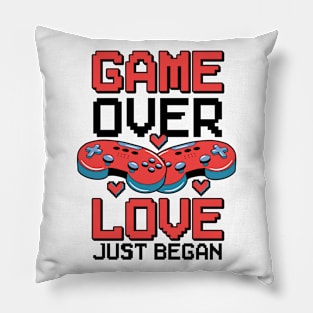 Valentine's Day Gamer Playing Video Game Couples Pillow