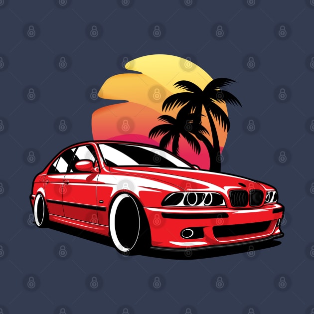 Red E39 Classic Saloon in Sunset by KaroCars