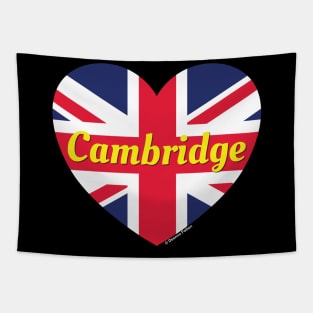 Cambridge England UK British Flag Heart Tapestry