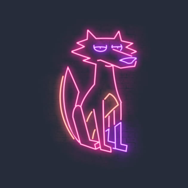 Neon coyote space by Cromanart