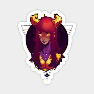 DEMONIC cyberpunk GIRL neon glows colors Magnet