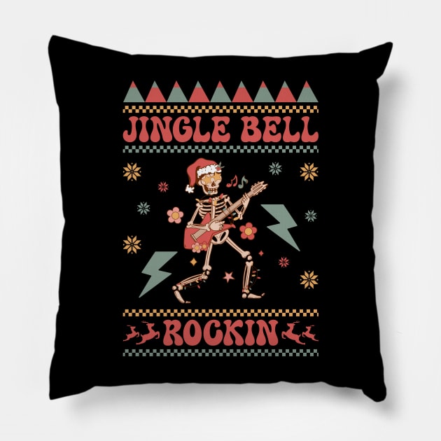 jingle bell rockin ugly christmas sweater Pillow by MZeeDesigns