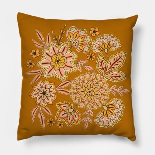 Pretty boho flowers - Earth tones Pillow