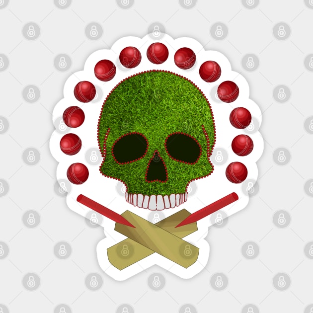 Cricket Sport Skull Magnet by Nuletto