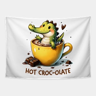 Crocodile hot chocolate Funny Quote Hilarious Animal Food Pun Sayings Humor Gift Tapestry