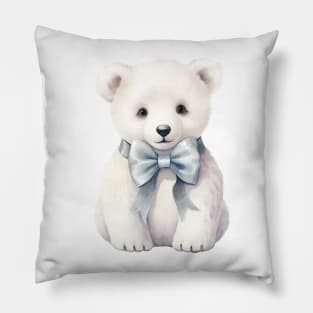 Polar Bear Wearing Bow Pillow