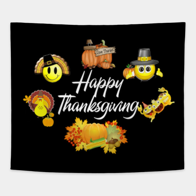 Happy Thanksgiving Emoji T Shirt Cute Thanksgiving Shirt November Tapestry Teepublic