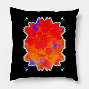 Vivid Neon Glitch - Modern Abstract Pop Art Pillow