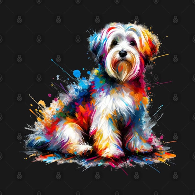 Vibrant Dandie Dinmont Terrier in Splash Art by ArtRUs