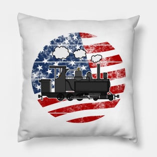 Steam Train USA Flag Patriotic 4th July Pillow