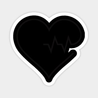 Black cat silhouette ECG heartbeat Magnet