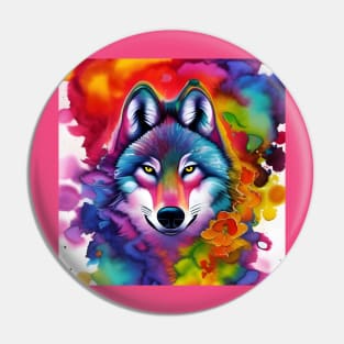 Colorful Wolf Face Pin