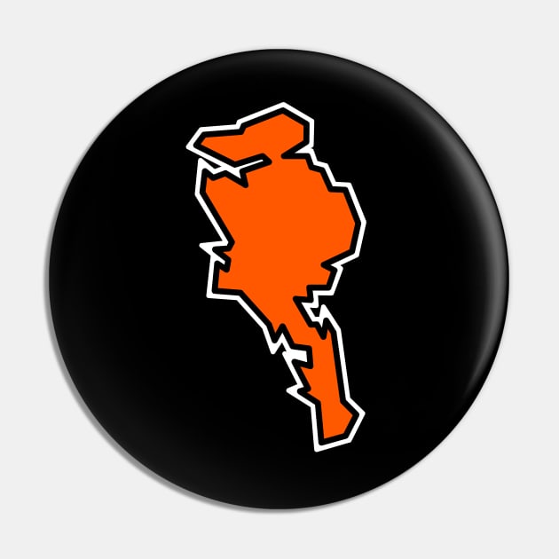 Quadra Island in Tangerine Orange - Solid Simple Silhouette - Quadra Island Pin by City of Islands