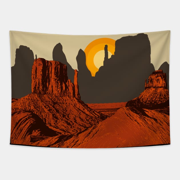 Colorado national monument Mountain & Sun Tapestry by Tonibhardwaj