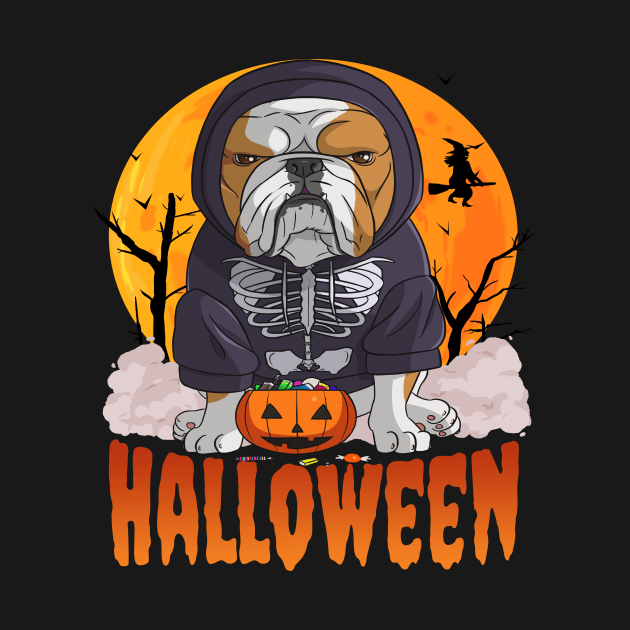 English Bulldog Witch Happy Halloween by Noseking